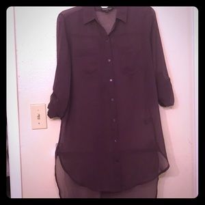 Express Long sheer blouse, high/low